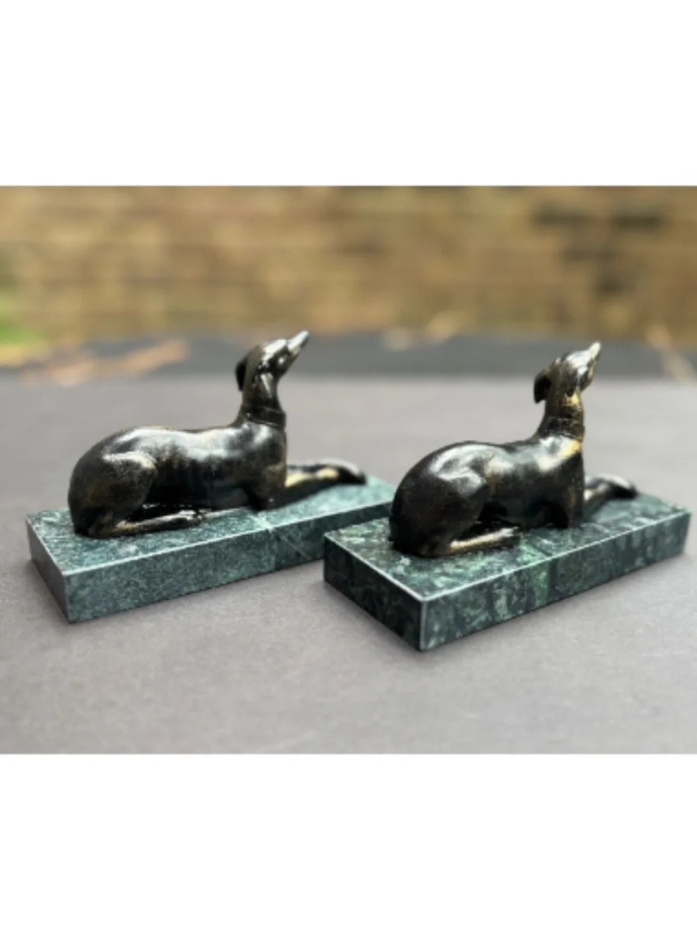Pair of Vintage Greyhound Statues; Bookends, Paper Weights or Decor